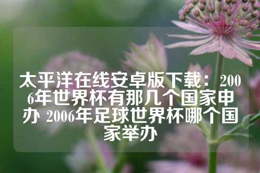 太平洋在线安卓版下载：2006年世界杯有那几个国家申办 2006年足球世界杯哪个国家举办