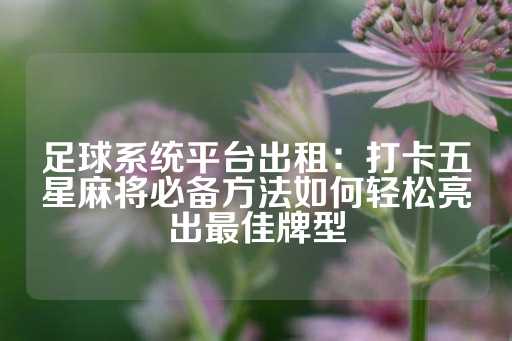 足球系统平台出租：打卡五星麻将必备方法如何轻松亮出最佳牌型