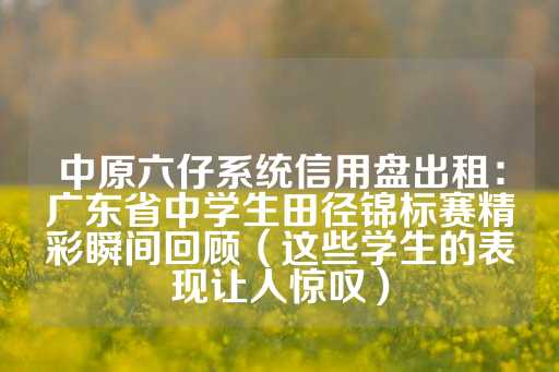 中原六仔系统信用盘出租：广东省中学生田径锦标赛精彩瞬间回顾（这些学生的表现让人惊叹）