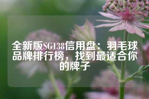 全新版SG138信用盘：羽毛球品牌排行榜，找到最适合你的牌子-第1张图片-皇冠信用盘出租