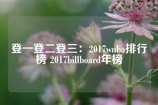 登一登二登三：2017wnba排行榜 2017billboard年榜