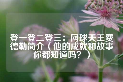 登一登二登三：网球天王费德勒简介（他的成就和故事你都知道吗？）-第1张图片-皇冠信用盘出租