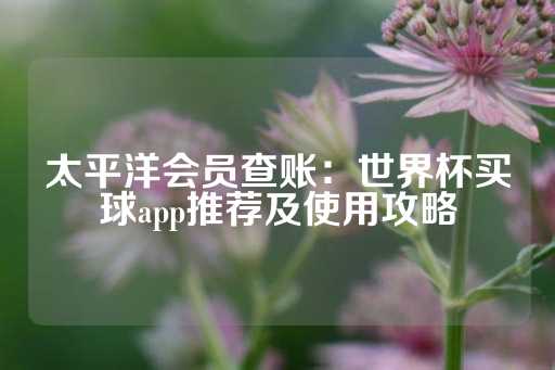 太平洋会员查账：世界杯买球app推荐及使用攻略