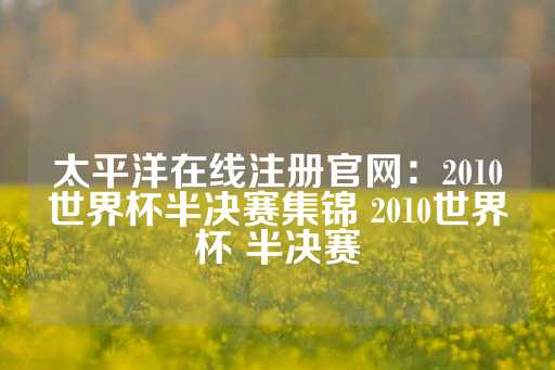 太平洋在线注册官网：2010世界杯半决赛集锦 2010世界杯 半决赛-第1张图片-皇冠信用盘出租