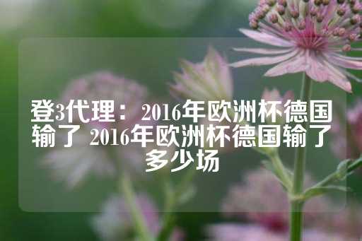 登3代理：2016年欧洲杯德国输了 2016年欧洲杯德国输了多少场-第1张图片-皇冠信用盘出租