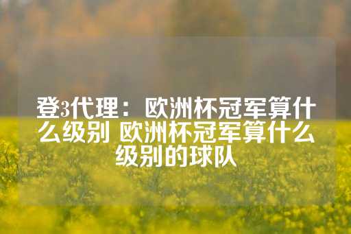 登3代理：欧洲杯冠军算什么级别 欧洲杯冠军算什么级别的球队