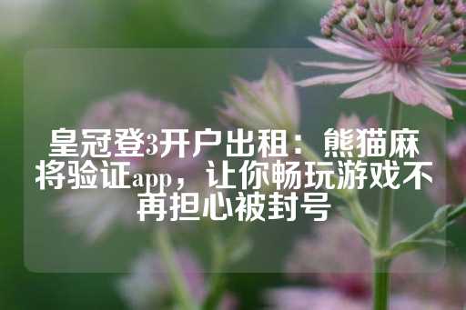 皇冠登3开户出租：熊猫麻将验证app，让你畅玩游戏不再担心被封号