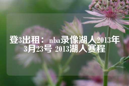 登3出租：nba录像湖人2013年3月23号 2013湖人赛程-第1张图片-皇冠信用盘出租