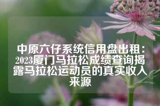 中原六仔系统信用盘出租：2023厦门马拉松成绩查询揭露马拉松运动员的真实收入来源