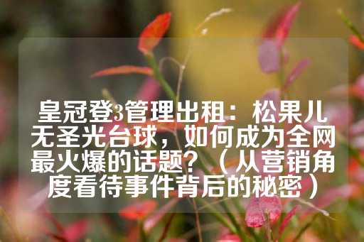 皇冠登3管理出租：松果儿无圣光台球，如何成为全网最火爆的话题？（从营销角度看待事件背后的秘密）