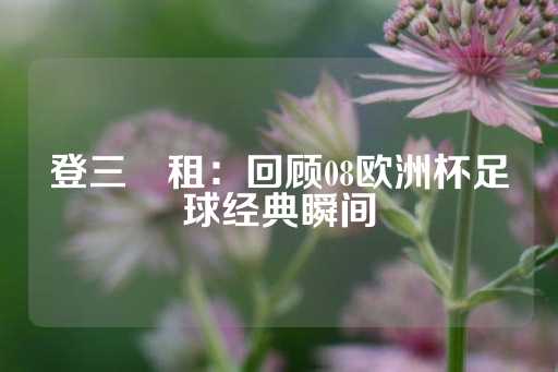 登三岀租：回顾08欧洲杯足球经典瞬间