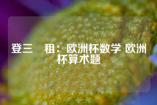 登三岀租：欧洲杯数学 欧洲杯算术题-第1张图片-皇冠信用盘出租