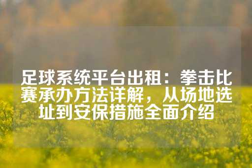 足球系统平台出租：拳击比赛承办方法详解，从场地选址到安保措施全面介绍