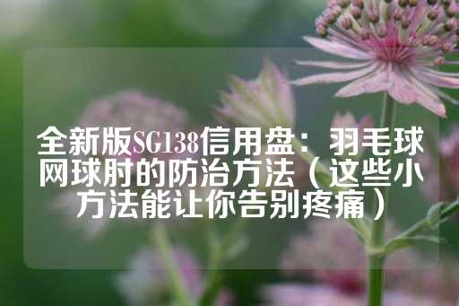 全新版SG138信用盘：羽毛球网球肘的防治方法（这些小方法能让你告别疼痛）