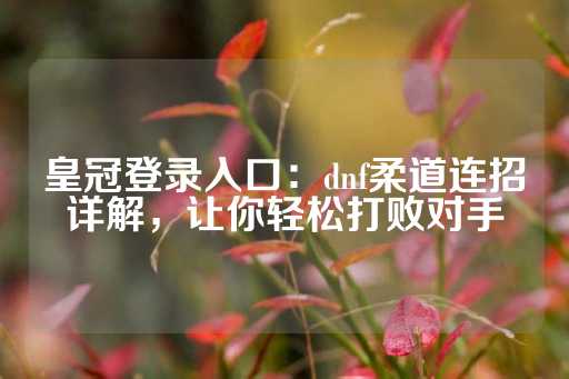 皇冠登录入口：dnf柔道连招详解，让你轻松打败对手