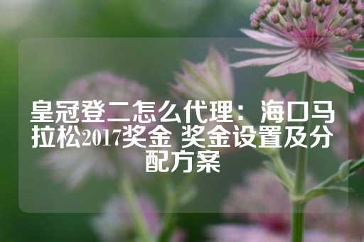 皇冠登二怎么代理：海口马拉松2017奖金 奖金设置及分配方案