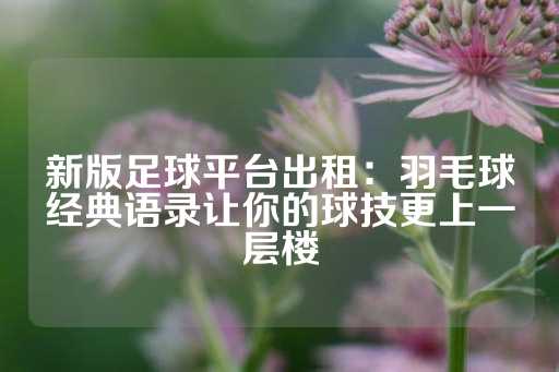 新版足球平台出租：羽毛球经典语录让你的球技更上一层楼