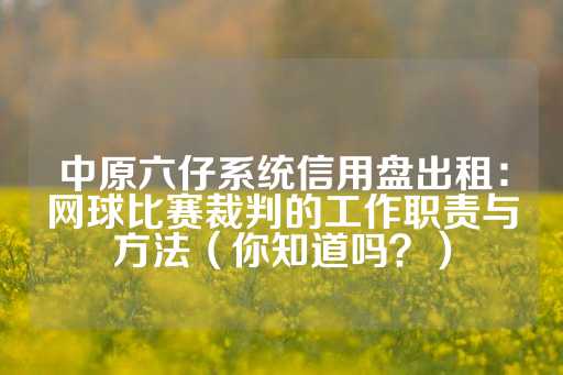 中原六仔系统信用盘出租：网球比赛裁判的工作职责与方法（你知道吗？）-第1张图片-皇冠信用盘出租