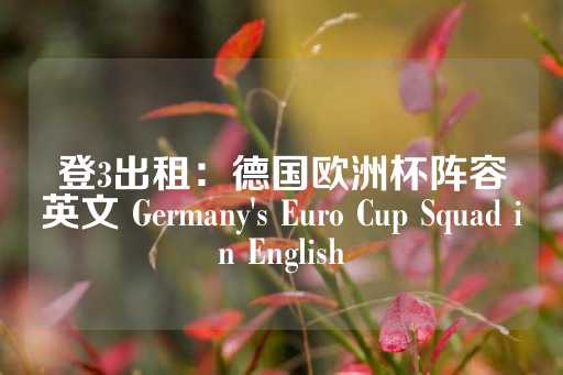 登3出租：德国欧洲杯阵容英文 Germany's Euro Cup Squad in English