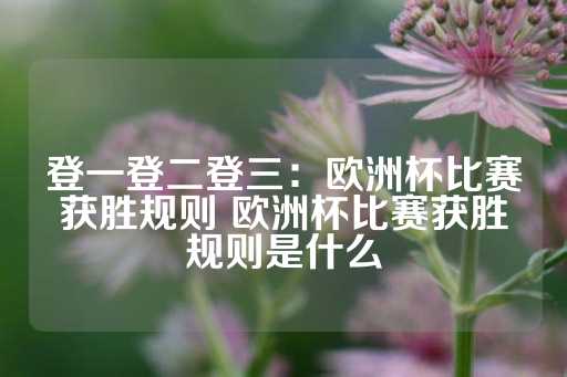 登一登二登三：欧洲杯比赛获胜规则 欧洲杯比赛获胜规则是什么