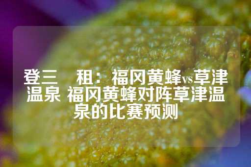 登三岀租：福冈黄蜂vs草津温泉 福冈黄蜂对阵草津温泉的比赛预测-第1张图片-皇冠信用盘出租