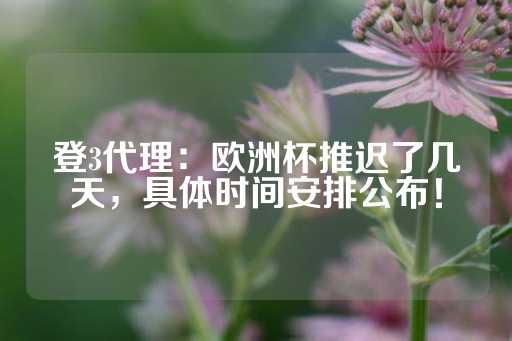 登3代理：欧洲杯推迟了几天，具体时间安排公布！