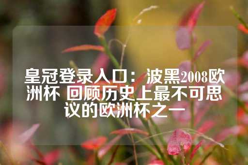 皇冠登录入口：波黑2008欧洲杯 回顾历史上最不可思议的欧洲杯之一-第1张图片-皇冠信用盘出租