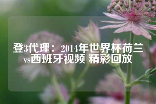 登3代理：2014年世界杯荷兰vs西班牙视频 精彩回放