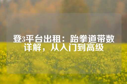 登3平台出租：跆拳道带数详解，从入门到高级-第1张图片-皇冠信用盘出租