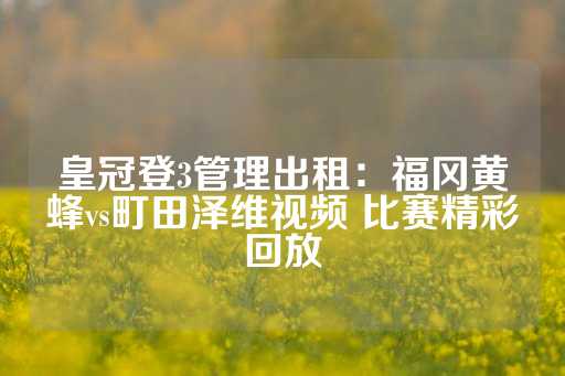 皇冠登3管理出租：福冈黄蜂vs町田泽维视频 比赛精彩回放-第1张图片-皇冠信用盘出租