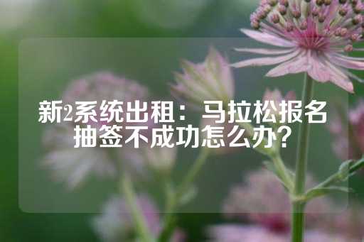 新2系统出租：马拉松报名抽签不成功怎么办？-第1张图片-皇冠信用盘出租