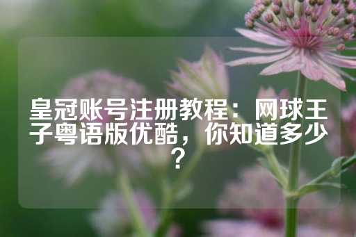 皇冠账号注册教程：网球王子粤语版优酷，你知道多少？