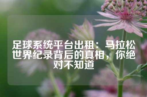 足球系统平台出租：马拉松世界纪录背后的真相，你绝对不知道