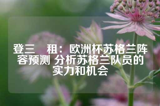 登三岀租：欧洲杯苏格兰阵容预测 分析苏格兰队员的实力和机会-第1张图片-皇冠信用盘出租