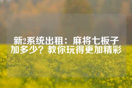 新2系统出租：麻将七板子加多少？教你玩得更加精彩