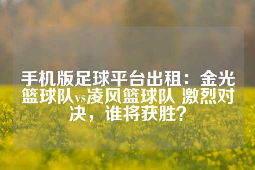 手机版足球平台出租：金光篮球队vs凌风篮球队 激烈对决，谁将获胜？