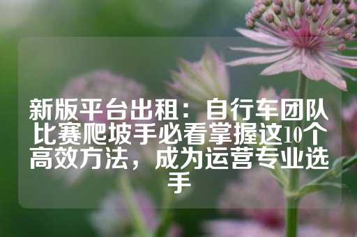 新版平台出租：自行车团队比赛爬坡手必看掌握这10个高效方法，成为运营专业选手-第1张图片-皇冠信用盘出租