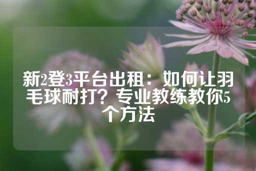 新2登3平台出租：如何让羽毛球耐打？专业教练教你5个方法-第1张图片-皇冠信用盘出租