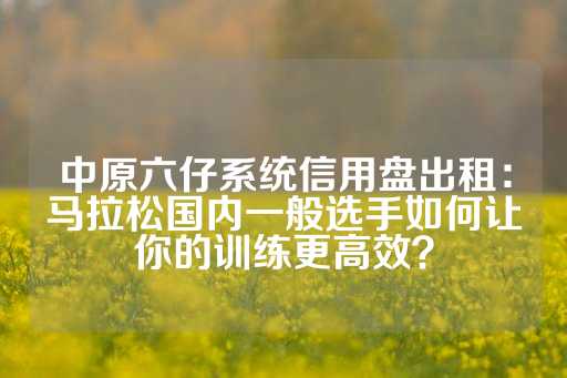 中原六仔系统信用盘出租：马拉松国内一般选手如何让你的训练更高效？