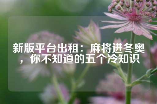 新版平台出租：麻将进冬奥，你不知道的五个冷知识