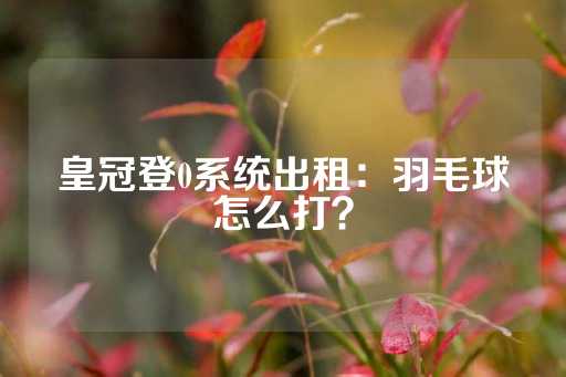 皇冠登0系统出租：羽毛球怎么打？