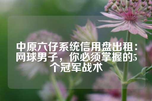 中原六仔系统信用盘出租：网球男子，你必须掌握的5个冠军战术-第1张图片-皇冠信用盘出租