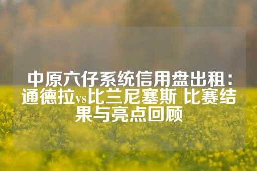 中原六仔系统信用盘出租：通德拉vs比兰尼塞斯 比赛结果与亮点回顾