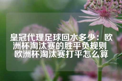 皇冠代理足球回水多少：欧洲杯淘汰赛的胜平负规则 欧洲杯淘汰赛打平怎么算