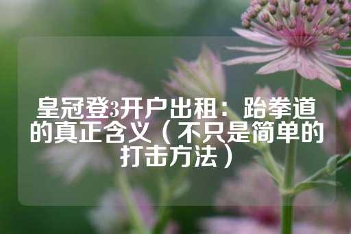 皇冠登3开户出租：跆拳道的真正含义（不只是简单的打击方法）