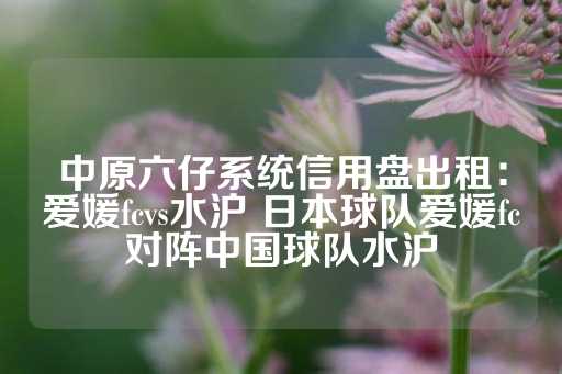 中原六仔系统信用盘出租：爱媛fcvs水沪 日本球队爱媛fc对阵中国球队水沪