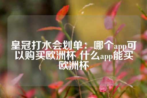 皇冠打水会划单：哪个app可以购买欧洲杯 什么app能买欧洲杯