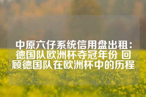 中原六仔系统信用盘出租：德国队欧洲杯夺冠年份 回顾德国队在欧洲杯中的历程