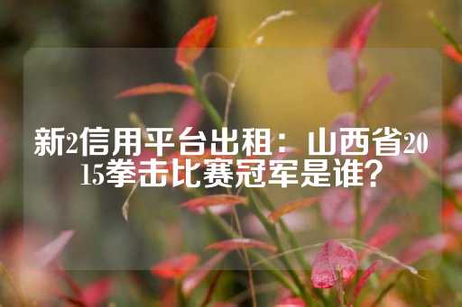 新2信用平台出租：山西省2015拳击比赛冠军是谁？