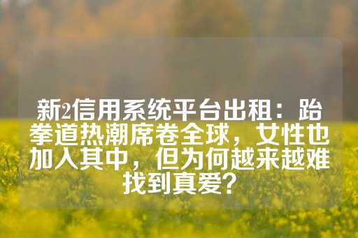 新2信用系统平台出租：跆拳道热潮席卷全球，女性也加入其中，但为何越来越难找到真爱？